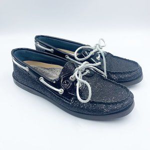 Sperry Top Sider Black Sparkle Boat Deck Shoes